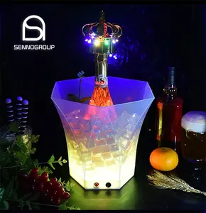 Nuevos diseños de decoración 2023 Productos Fiesta nocturna Champagne Cubo de hielo Acrílico Plástico Led Cubo de hielo