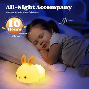 Mini đáng yêu có thể sạc lại Led cảm ứng mềm mại Silicone ánh sáng ban đêm cho trẻ em Bunny đèn ánh sáng lên Silicone động vật ánh sáng ban đêm - Product Image 4