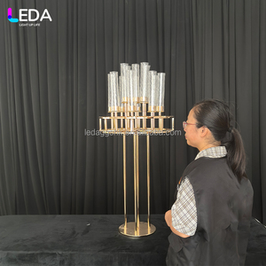 LEDA Hot Selling Event Party <b>Table</b> Centerpiece 10 Arms Gold Metal Candelabra Detachable <b>Tall</b> Candle Holder for Wedding - Product Image 2