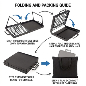 Griglia Pieghevole Robusta per Falò, Griglia Portatile per Cucinare Sopra il Focolare <span class=keywords><strong>con</strong></span> Borsa per il Trasporto, per Campeggio, Escursionismo e Picnic all'Aperto - Product Image 5