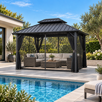 Gazebo d'extérieur avec structure en aluminium, toit rigide double en métal, gazebos de jardin, pavillon de patio, auvent extérieur, gazebos à vendre