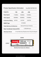 Great Wall GW7000 NVMe M.2 2280 PCIe 4.0 (Gen4 X4) SSD 2TB 3D NAND TLC NVMe 1.4 Interne pour PC/Ordinateur