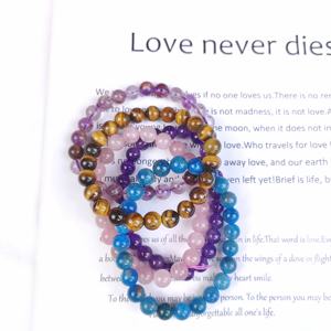 Bracelet en pierres <span class=keywords><strong>de</strong></span> guérison spirituelle en cristal poli <span class=keywords><strong>de</strong></span> haute qualité, Amazonite et Améthyste, matériaux mixtes, pour cadeau - Product Image 3