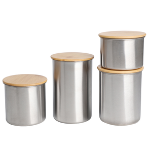 Boîtes de rangement hermétiques haut de gamme personnalisées en acier inoxydable ensemble de bidons de cuisine au design moderne pour le thé, le <span class=keywords><strong>sucre</strong></span>, le café et les aliments écologiques - Product Image 1