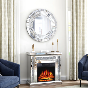 Marco Decorativo para <span class=keywords><strong>Chimenea</strong></span> Eléctrica Estilo Francés, con Diamantes Brillantes, Espejo Decorativo con Diamantes Triturados - Product Image 3