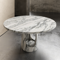 Meubles Kumusi Table Ronde Arabescato Blanche pour Salle à Manger