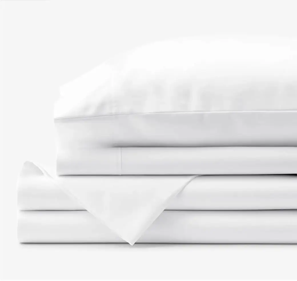 لوازم الفنادق ملاءات السرير المصنوعة من القطن بنسبة 100% مناسبة لجميع الأحجام والمصنوعة منخفضة السعر باللون الأبيض تستخدم في الفنادق والمستشفيات