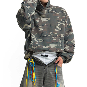 Custom Vintage Streetwear <b>Camo</b> Printed Embroidery Camouflage <b>Hoodie</b> <b>for</b> <b>Men</b> 100% Cotton Autumn Oversized Eco-Friendly Breathable - Product Image 3