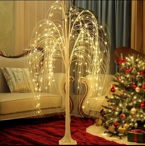 Ciskotu LED Christmas Twig String Lights, 8 Modes 180 LEDs Lighted Willow Tree Vine Fairy Lights Plug In Powered, Warm White LED Light Christmas Tree Decoration For Wall Indoor Bedroom Living Room