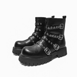 أحذية جلدية سوداء بسحاب كبيرة الحجم منصة غير رسمية أنيقة للرجال - Product Image 1
