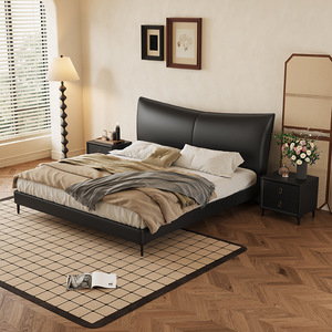 Ensemble de meubles de chambre d'hôtel de luxe sur mesure, <span class=keywords><strong>lit</strong></span> king size classique 200x200, <span class=keywords><strong>cadre</strong></span> <span class=keywords><strong>en</strong></span> <span class=keywords><strong>bois</strong></span> confortable <span class=keywords><strong>en</strong></span> cuir véritable - Product Image 5