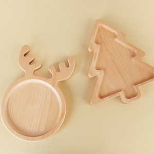 Plateau en bois simple, assiette créative en forme de sapin de Noël, assiette à goûter pour enfants en bois de hêtre, assiette à fruits et sushis, assiette à dessert - Product Image 1