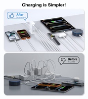 Station de charge multiport rapide HNT 100W 6 ports 3A3C Adaptateur de charge haute puissance Type C Chargeur pour téléphone portable