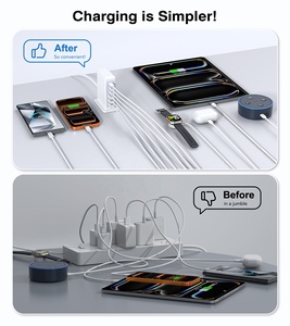 Station de <span class=keywords><strong>charge</strong></span> multiport <span class=keywords><strong>rapide</strong></span> HNT 100W 6 ports 3A3C Adaptateur de <span class=keywords><strong>charge</strong></span> haute puissance Type C Chargeur pour téléphone portable - Product Image 4