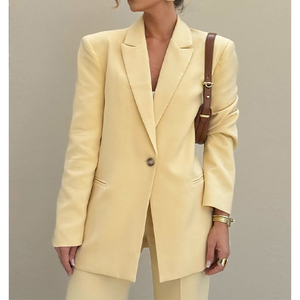 Ensemble veste et pantalon de costume uni pour femme, style européen décontracté et professionnel, idéal pour le travail, vente en gros S-L - Product Image 3