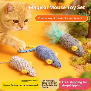 Paquete de tres ecológicas felpa <span class=keywords><strong>Catnip</strong></span> Self-Relief Stick simulación ratón gato juguete para gatitos gatito Molar mascota juguete - Product Image 5