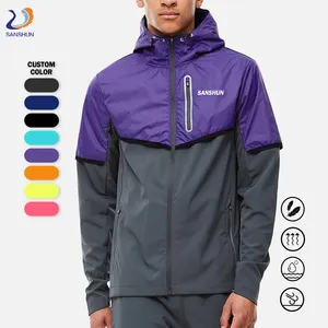 Custom Gym Windbreaker Tracksuit Sports Suit High Quality Summer Training Jogging 2 Piece Set Man Hooded Running Jacket