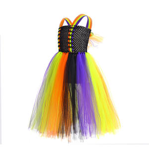 Vestido de Halloween para niña, vestido de <span class=keywords><strong>bruja</strong></span> pequeña, Vestido largo de fiesta de tres piezas con sombrero, escoba, disfraces de Cosplay - Product Image 3