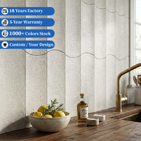 Carrelage mural en céramique 3D ondulé fait main, finition craquelée, mosaïque décorative pour crédence de cuisine et salle de bain