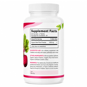 Comprimés de racine de betterave biologique de haute qualité, puissants antioxydants, suppléments de vitamine B9 B12, soutien immunitaire pour adultes, femmes enceintes - Product Image 6