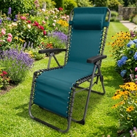 Chaise zéro gravité moderne en acier inoxydable bleu royal, chaise longue pliable à 6 positions, siège de loisirs portable pour l'extérieur, lit de jour