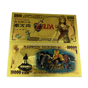 En stock, jeu d'anime japonais <span class=keywords><strong>Zelda</strong></span>, collection de billets de 10 000 yens, animal de compagnie, billet de banque plaqué or 24 carats - Product Image 6