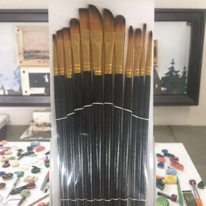 Fábrica al por mayor personalizado profesional 6 uds mango de <span class=keywords><strong>madera</strong></span> roja Nylon artista cepillo conjunto aceite acrílico acuarela pinturas cepillo - Product Image 1