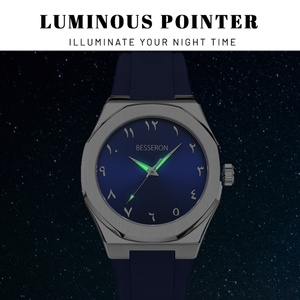 Montre pour homme BESSERON, luxe, simple, chiffres arabes, bracelet en caoutchouc, étanche 5ATM, lumineuse, sport, mouvement Miyota, analogique - Product Image 4