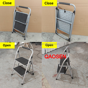Escada Dobrável de Aço QAOEN 2/3/4/5/6 Degraus Cinza com Degraus Antiderrapantes para Cozinha, Armazém, Uso Doméstico e Comercial, Robusta e Compacta - Product Image 2