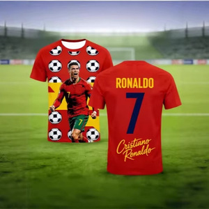 Maillot de football Portugal 7 Ronaldo pour homme, manches courtes, col rond, imprimé intégral, respirant, en polyester, maillot de sport - Product Image 1