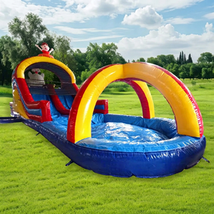 Toboggan aquatique gonflable commercial pour adultes avec château gonflable et trampoline, en PVC, installation facile - Product Image 1