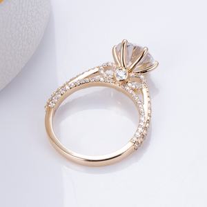 Bague de fiançailles en moissanite personnalisée en or 14 carats MSR-1369 - Product Image 2