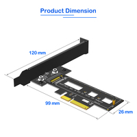 Carte adaptateur HLT M.2 NVMe SSD PCIe 3.0 4X avec dissipateur thermique en aluminium, conception pleine hauteur, compatible 2242/2260/2280mm, pour utilisation sur ordinateur de bureau, en stock