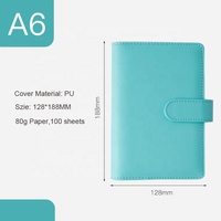 Carnet A6 en cuir PU à feuilles mobiles, rechargeable, avec classeur à 6 anneaux, emplacements pour cartes et boucle pour stylo, journal portable couleur macaron