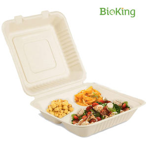 BioKing Stoviglie Monouso in Canna da Zucchero, Contenitori per Fast Food Biodegradabili e Compostabili, Imballaggi per Cibo da Asporto - Product Image 4