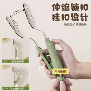 Stainless Steel Frying Spatula Clamps Extra <b>Long</b> For Fish Steak Pancakes Household Use With Non <b>Slip</b> Handle - Product Image 2