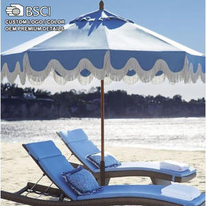 Parasols de patio en bois pliables de 8 pieds robustes et <span class=keywords><strong>anti</strong></span>-<span class=keywords><strong>UV</strong></span> bleus pour la <span class=keywords><strong>plage</strong></span>, la piscine, la cour, les hôtels et les magasins de mobilier d'extérieur - Product Image 4