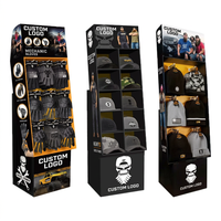 Présentoir personnalisé pour supermarché au détail Présentoir au sol en carton Pop Présentoir de produits pour chaussettes vêtements écharpes gants chauds