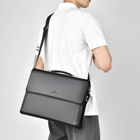 Nouveauté 2024 Grand Sac Homme en Matière PU Résistante à l'Usure, Style Affaires Décontracté, Porte-Documents 12 Pouces, Sacoche Ordinateur, Sac à Bandoulière, Sac à Main Grande Capacité
