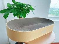 Griffoir et poteau à chat classiques de luxe, en carton ondulé résistant à l'usure, forme ovale à 4 niveaux