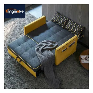 Màu xanh sang trọng thiết kế sofa kiêm giường KHÁCH SẠN CĂN HỘ phù hợp sofa ngủ với túi bên lưu trữ