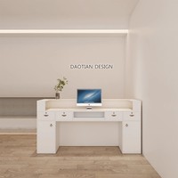 Comptoir de réception en MDF haut de gamme pour hôtel Forme moderne avec lumière LED Mobilier de bureau commercial