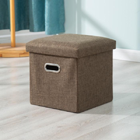 Pouf de rangement moderne en coton et lin, pliable, avec couvercle capitonné, pour usage scolaire, vente en gros