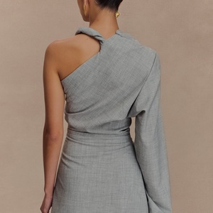 Traje de Vestir Asimétrico de Moda OEM 2025, Chaqueta Vintage de Manga Larga, Vestido Chic para Mujer - Product Image 2