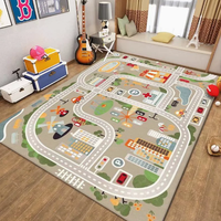 Alfombra de Juego para Niños, Alfombra de Poliéster Impresa con Mapa de Tráfico y Estacionamiento para Juegos de Simulación y Educación Temprana