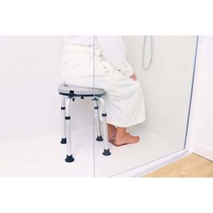 Round <b>Bathroom</b> Shower <b>Stool</b> (100 kg), <b>Bathroom</b> Chair Bench for Seniors KMINA K30027 - Product Image 5