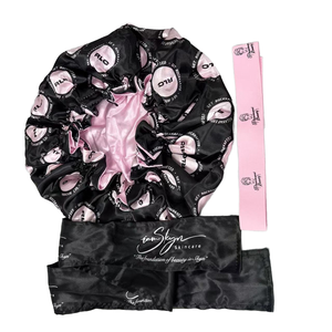 Bonnet en Soie Grande Taille Personnalisé avec Logo pour Maman et Moi, Bandeaux Élastiques en Dentelle pour Voyage et Sport - Product Image 1