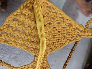 Classy Handmade Crochet Women's Lightweight Envelope Shoulder <b>Bag</b> Hollow Out Pattern Bohemian Style Zip Closure Daily Use <b>Yellow</b> - Product Image 2
