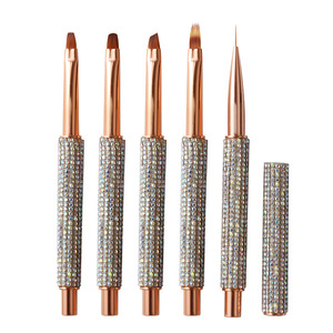 <span class=keywords><strong>Outil</strong></span> de luxe multifonctionnel pour nail art en gel UV, avec poils synthétiques, pour liner plat ombré, manche à strass incliné, et capuchon de protection. - Product Image 1