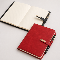 Carnet de notes personnalisé avec stylo, format A5, en cuir, personnalisable